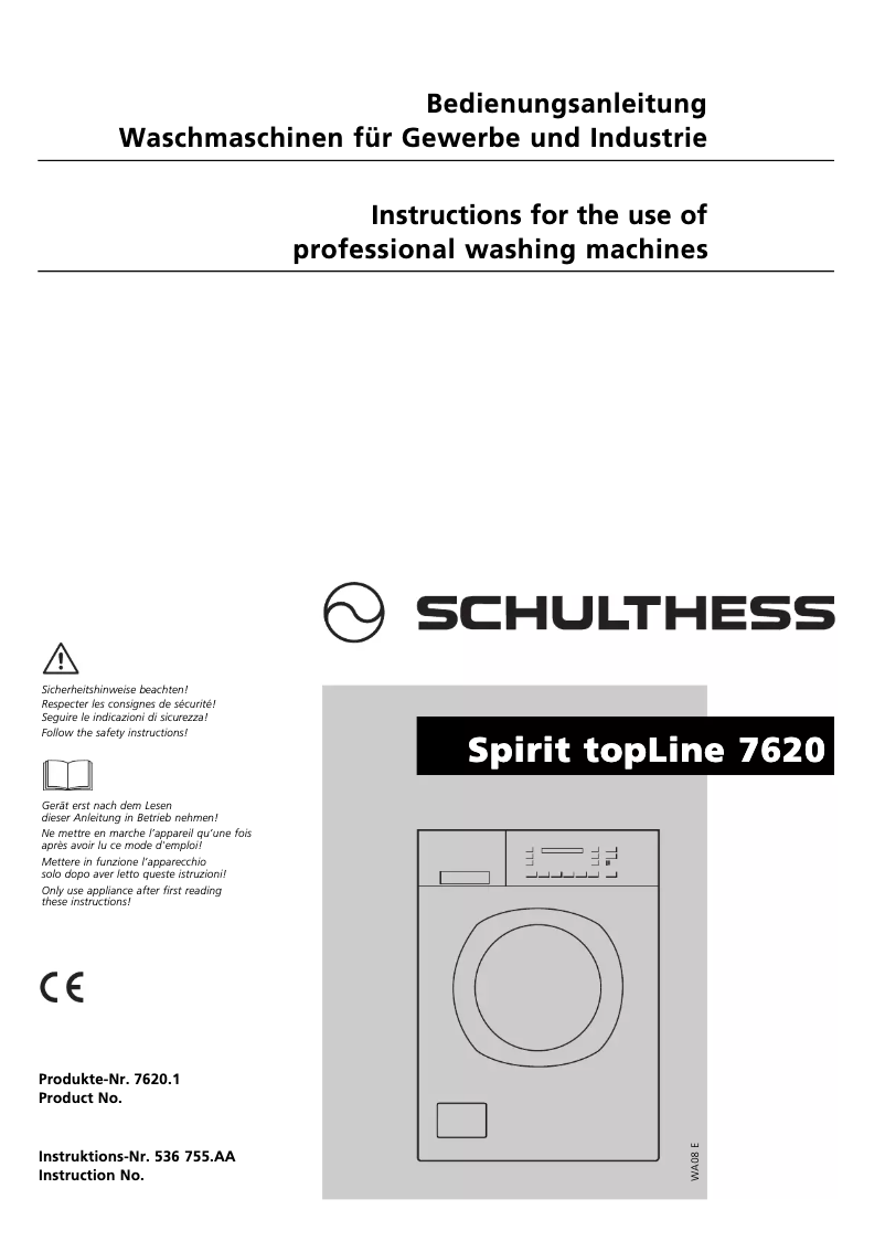 Page 1 of the manual User Manual Schulthess Spirit TopLine 7620
