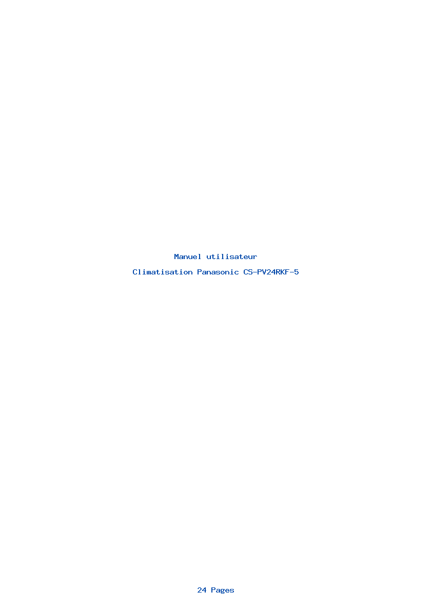 Page 1 de la notice Manuel utilisateur Panasonic CS-PV24RKF-5