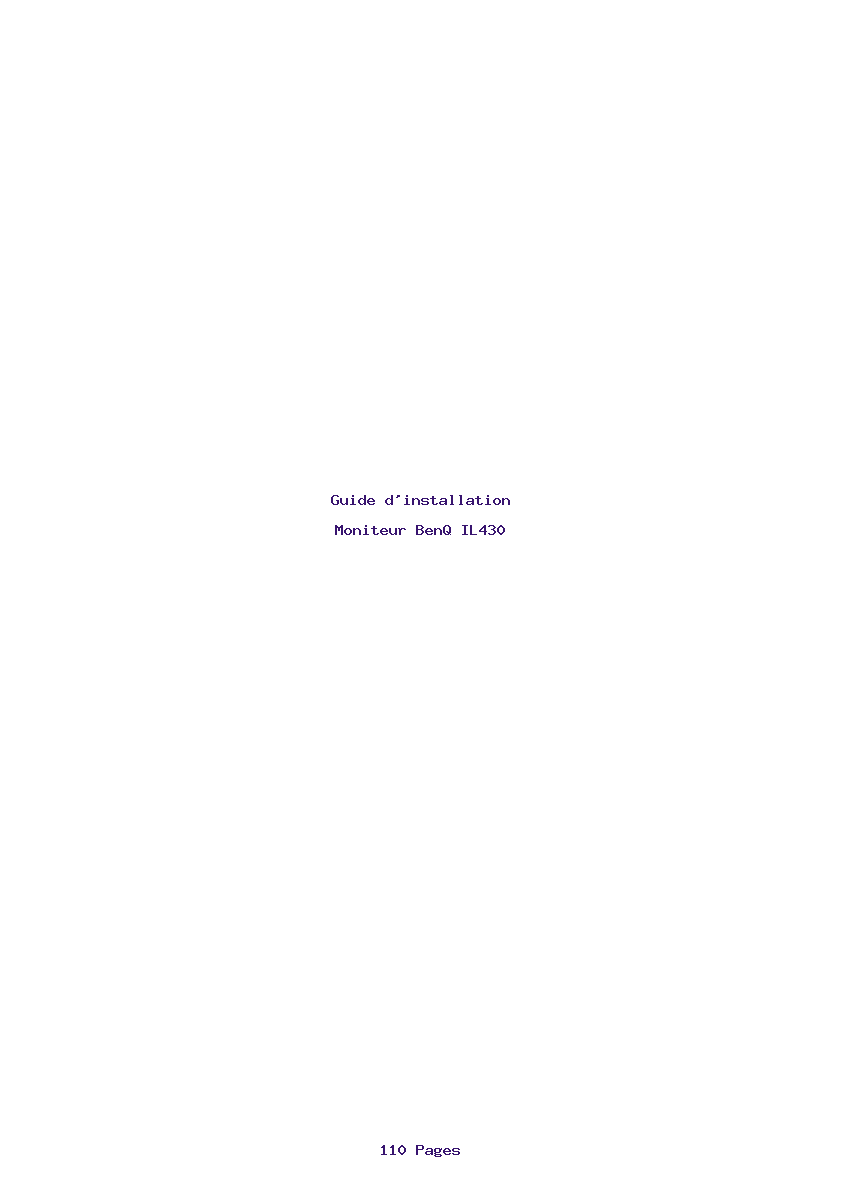 Page 1 de la notice Guide d'installation BenQ IL430