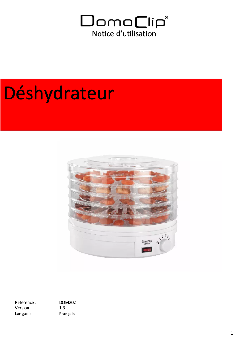 Page 1 de la notice Manuel utilisateur Domoclip DOM202