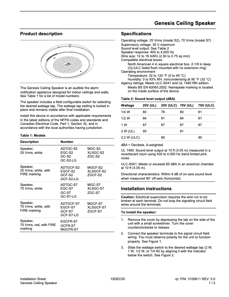 Página 1 del manual Manual de usuario Edwards Signaling Genesis EGC-S7