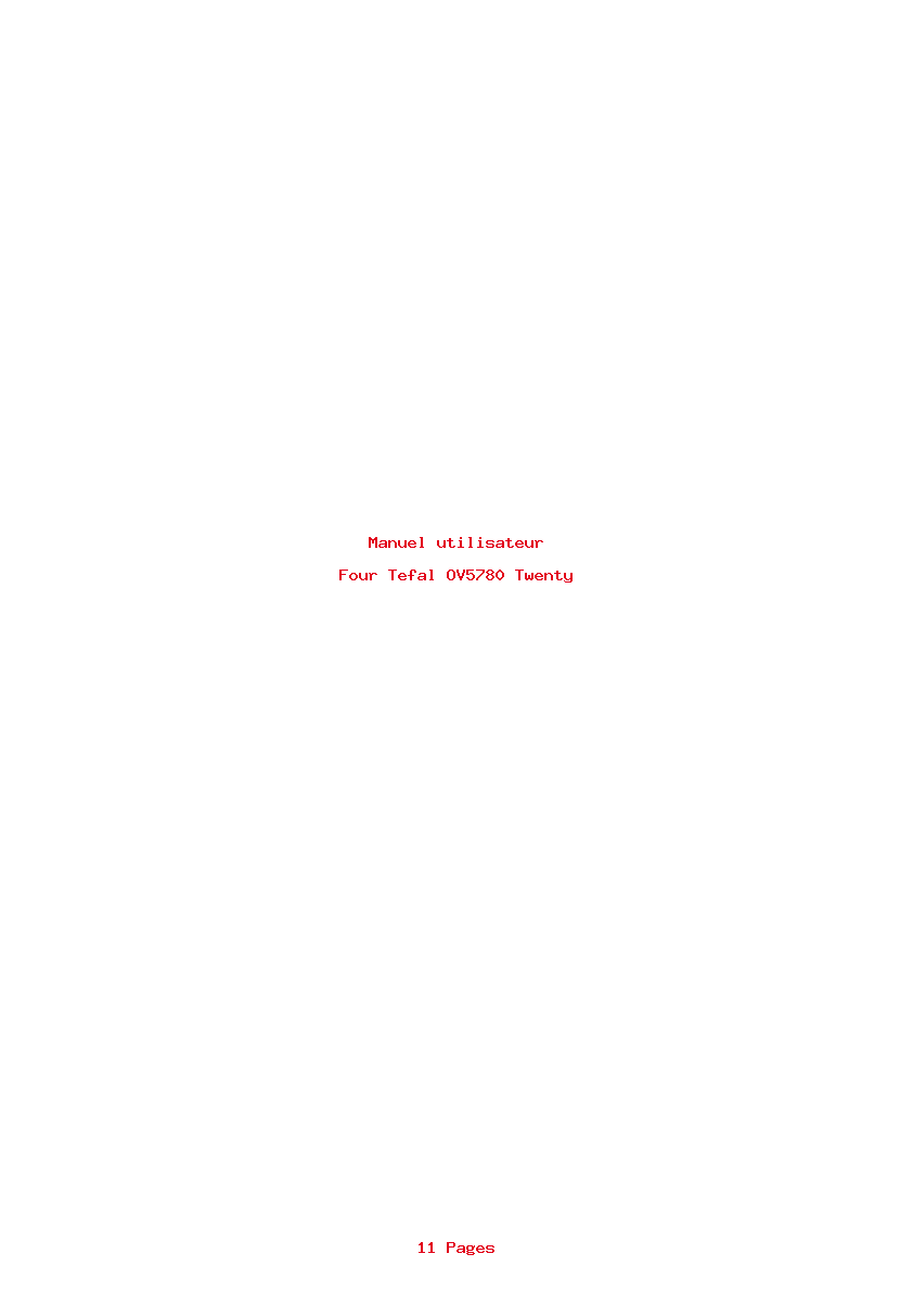 Page 1 de la notice Manuel utilisateur Tefal OV5780 Twenty