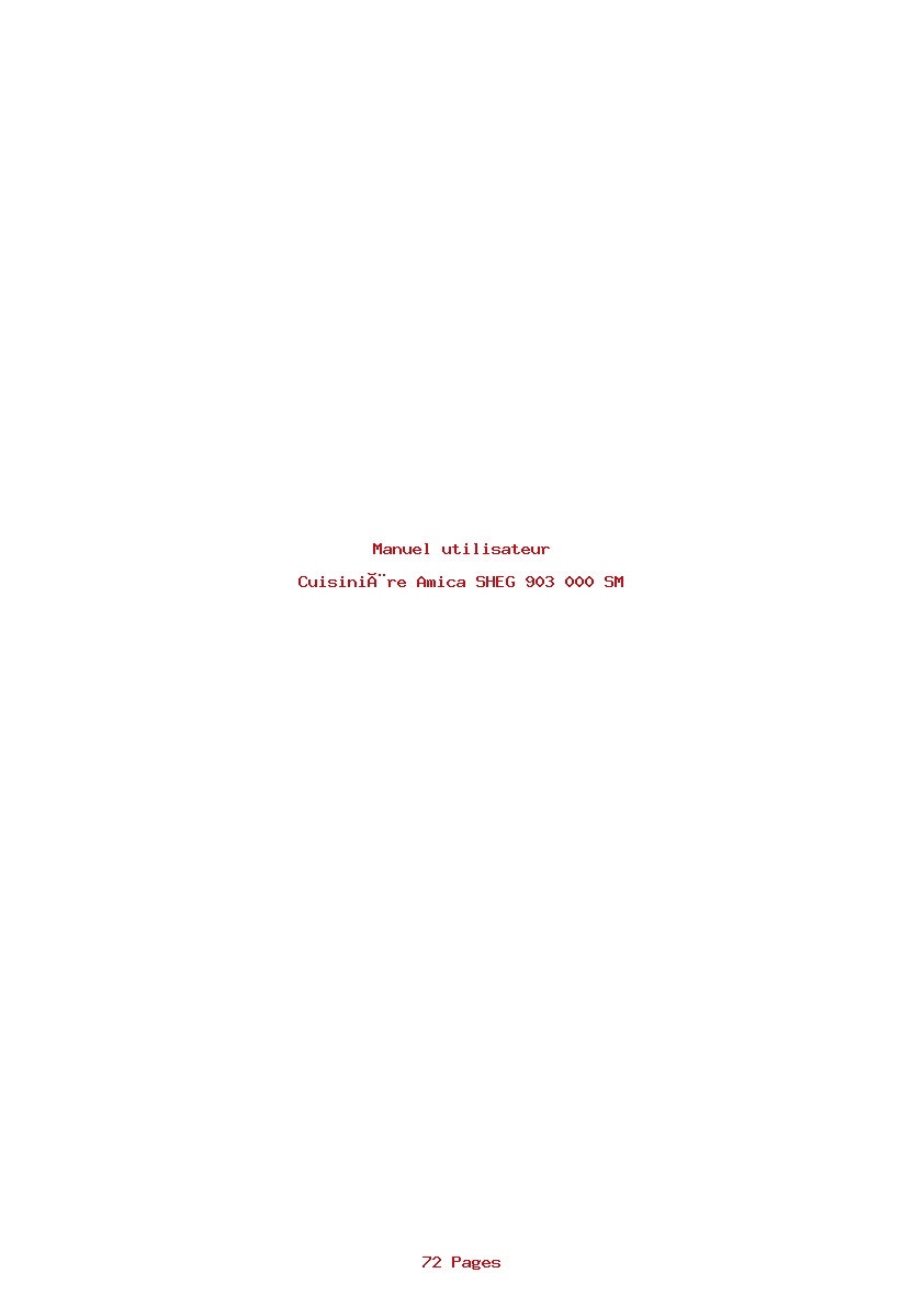 Page 1 de la notice Manuel utilisateur Amica SHEG 903 000 SM