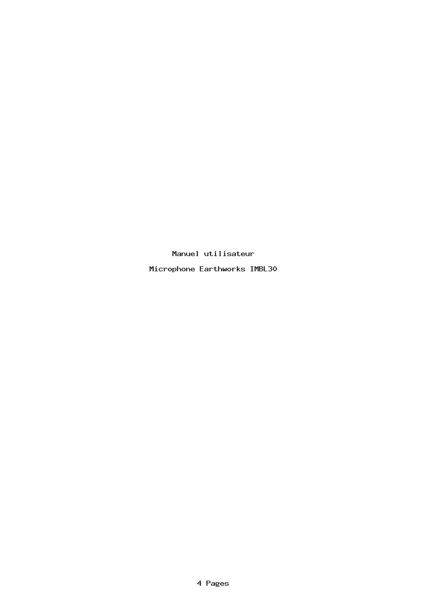 Page 1 de la notice Manuel utilisateur Earthworks IMBL30