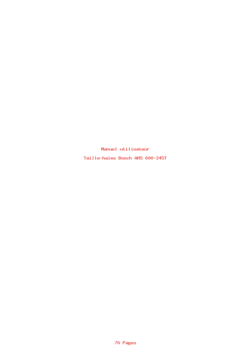 Page 1 de la notice Manuel utilisateur Bosch AHS 600-24ST