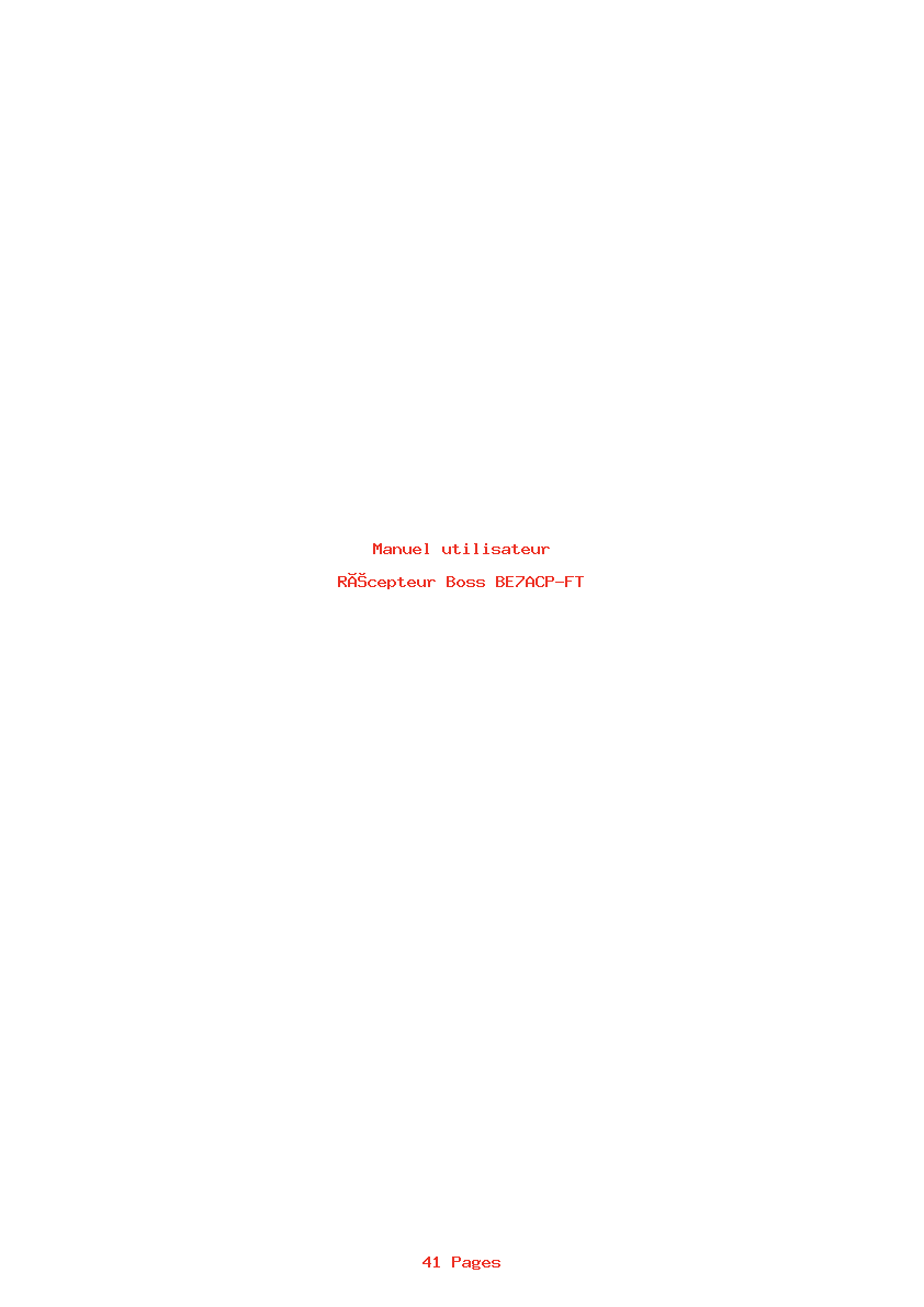 Page 1 de la notice Manuel utilisateur Boss BE7ACP-FT