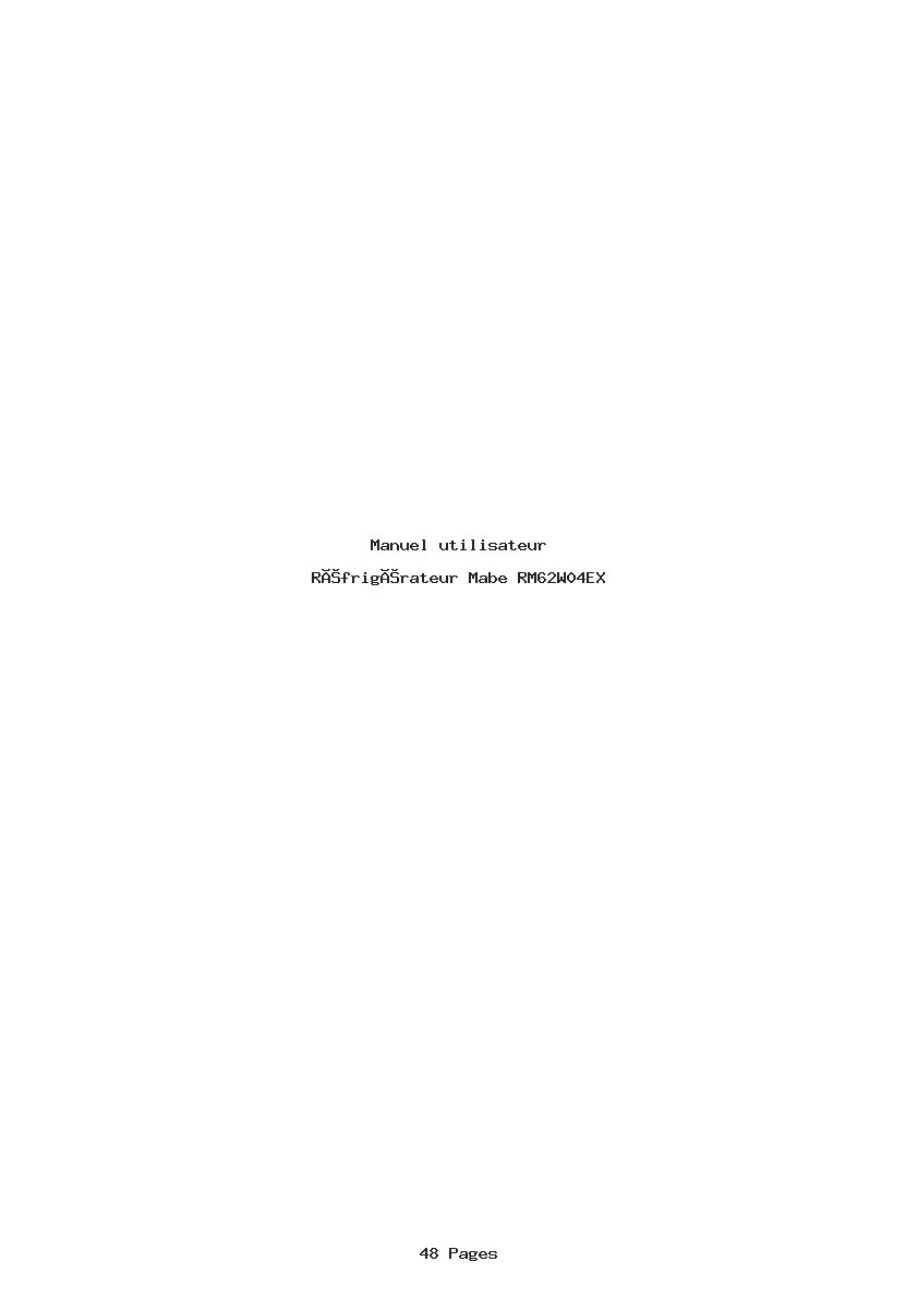 Page 1 de la notice Manuel utilisateur Mabe RM62W04EX