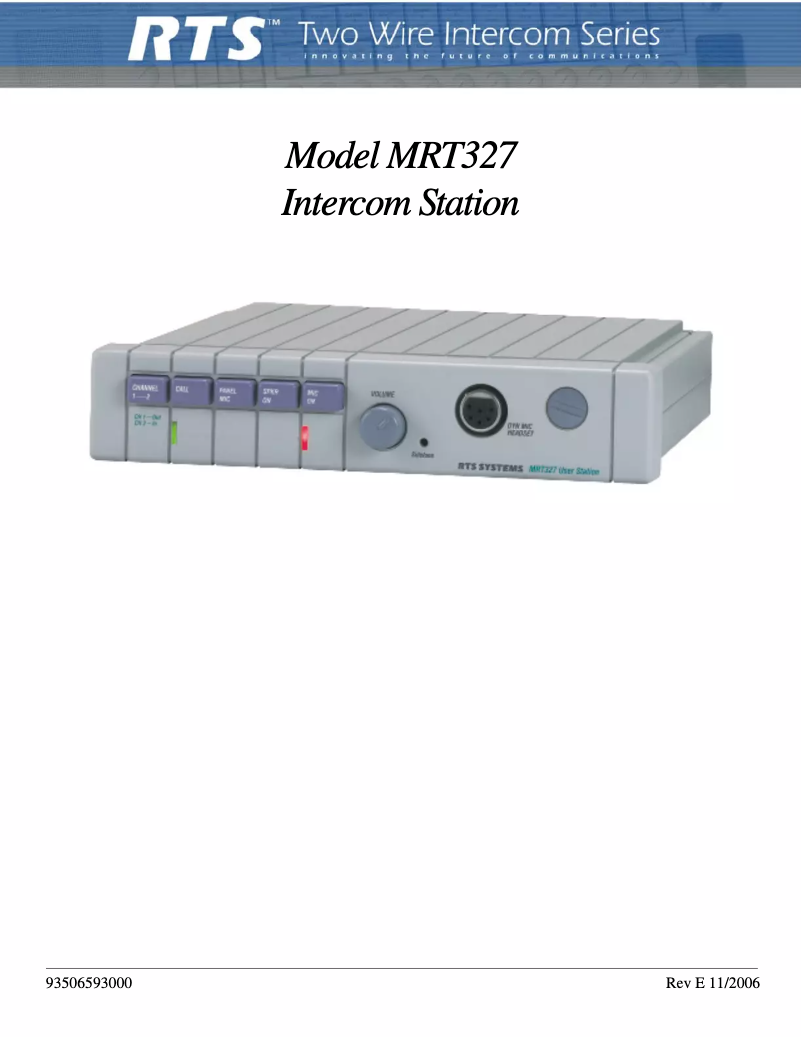 Page 1 de la notice Manuel utilisateur RTS MRT-327