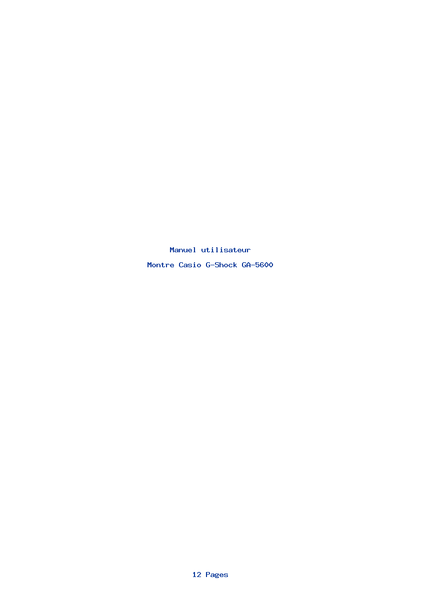 Page 1 de la notice Manuel utilisateur Casio G-Shock GA-5600