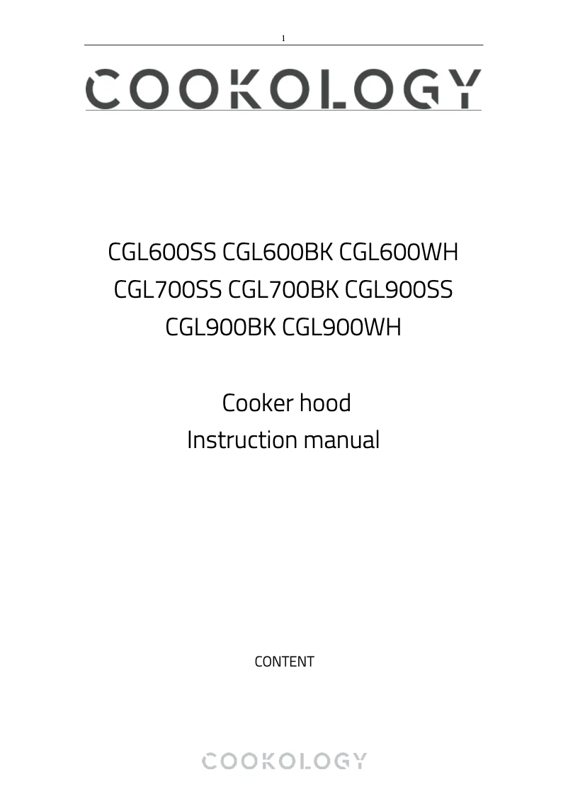 Page 1 de la notice Manuel utilisateur Cookology CGL700BK/A