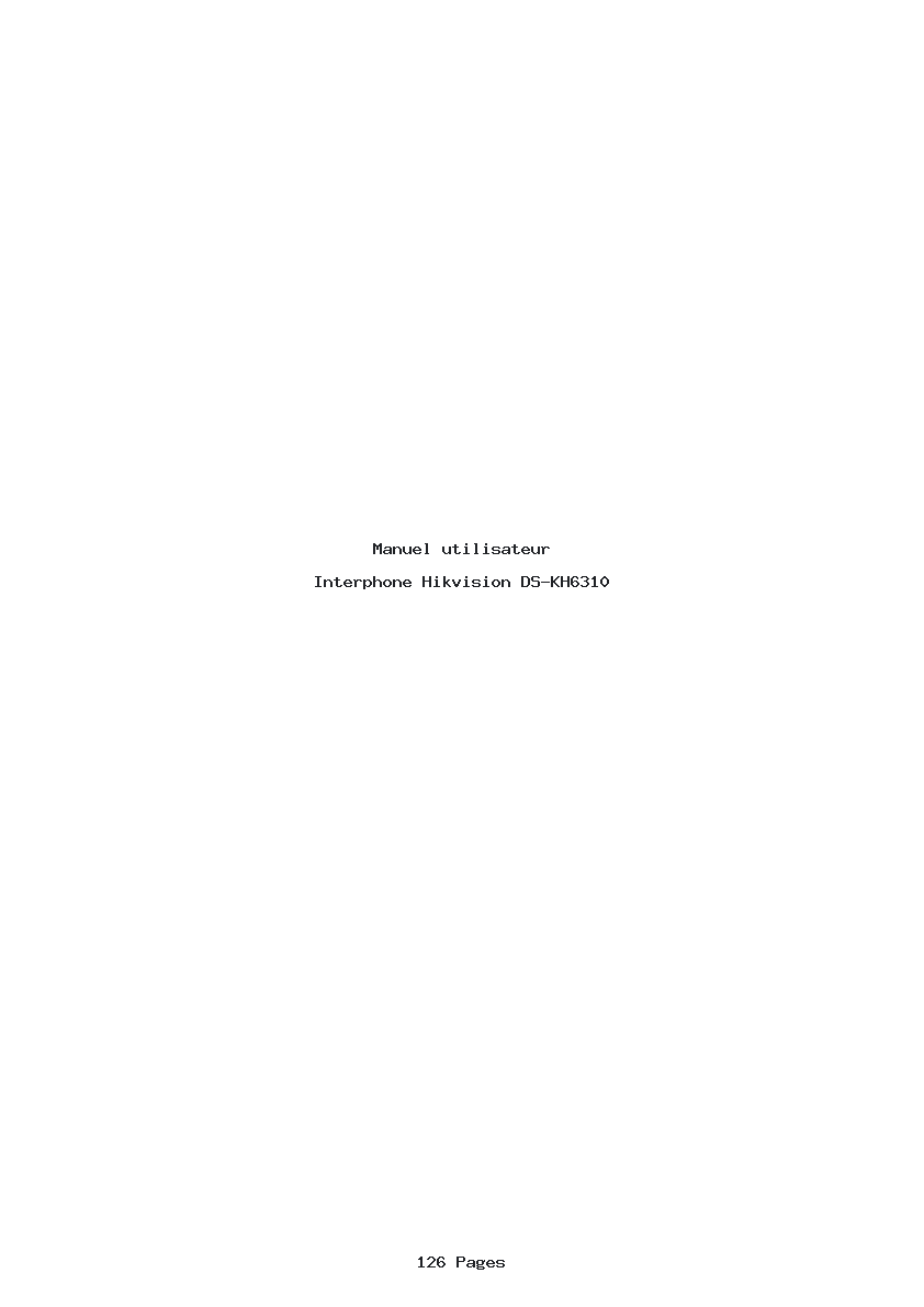 Page 1 de la notice Manuel utilisateur Hikvision DS-KH6310