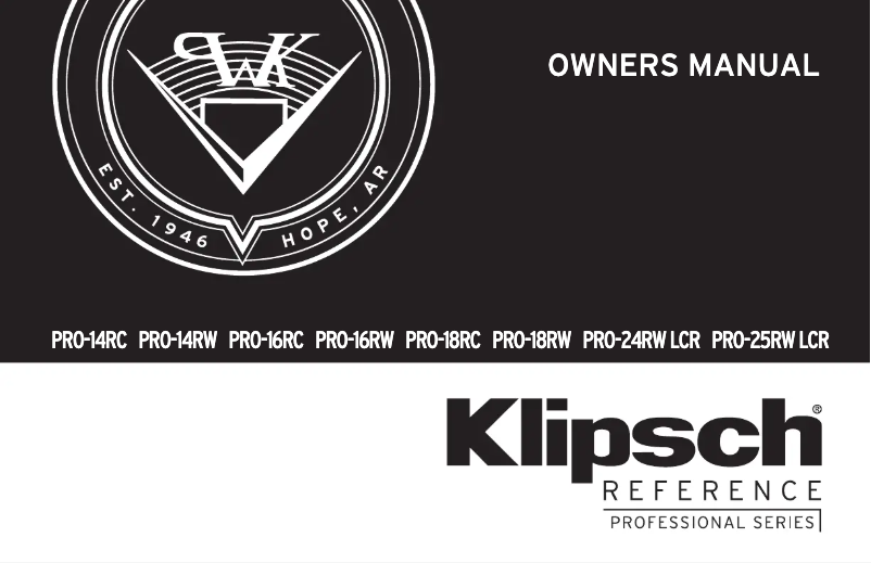 Page 1 de la notice Manuel utilisateur Klipsch PRO-14RC