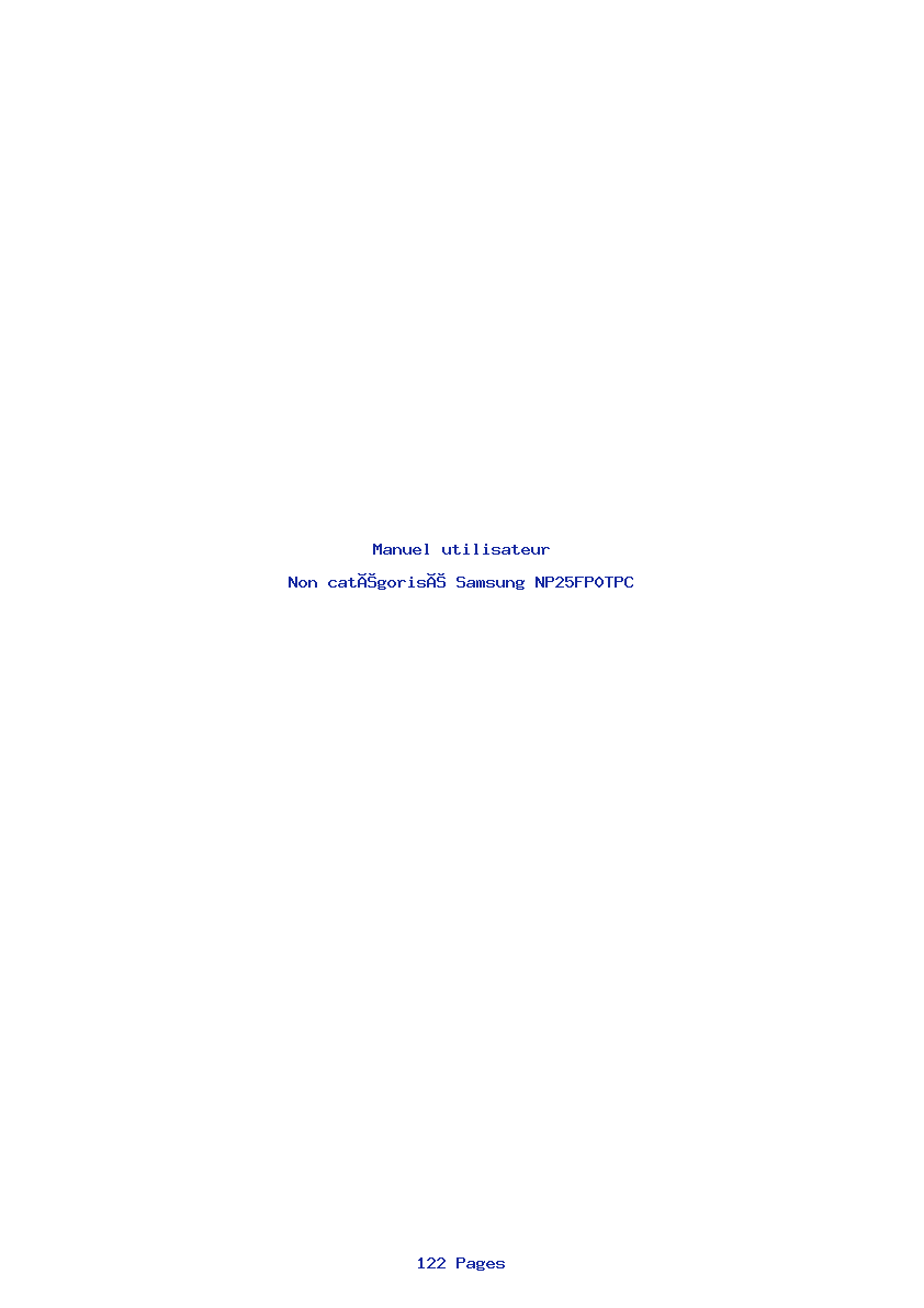 Page 1 de la notice Manuel utilisateur Samsung NP25FP0TPC