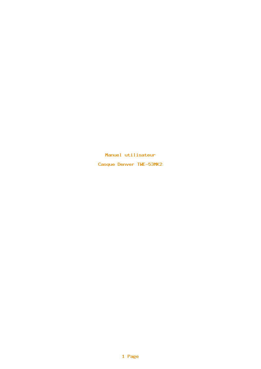 Page 1 de la notice Manuel utilisateur Denver TWE-53MK2