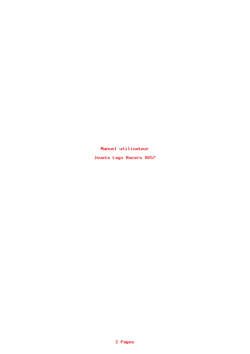 Page 1 de la notice Manuel utilisateur Lego Racers 8657
