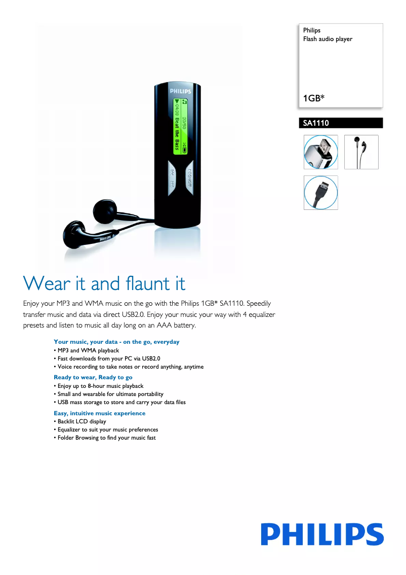 Page n°1 - Brochure Philips SA1110