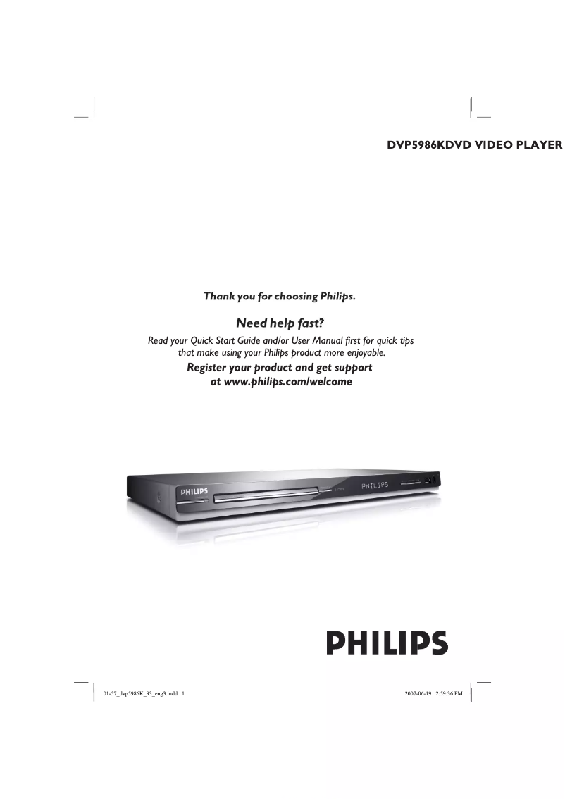 Page n°1 - Manuel utilisateur Philips DVP5986K