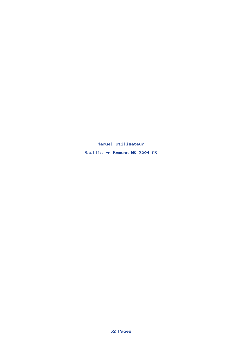 Page 1 de la notice Manuel utilisateur Bomann WK 3004 CB
