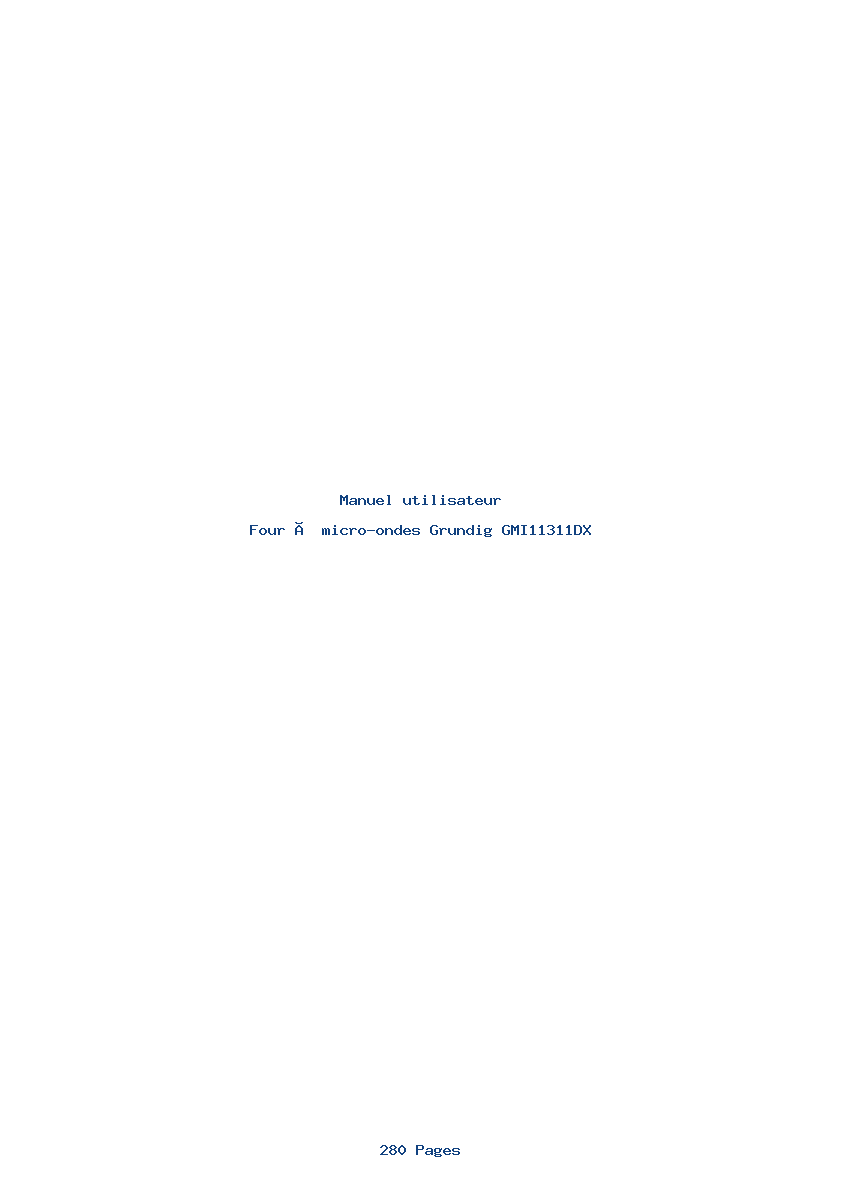 Page 1 de la notice Manuel utilisateur Grundig GMI11311DX