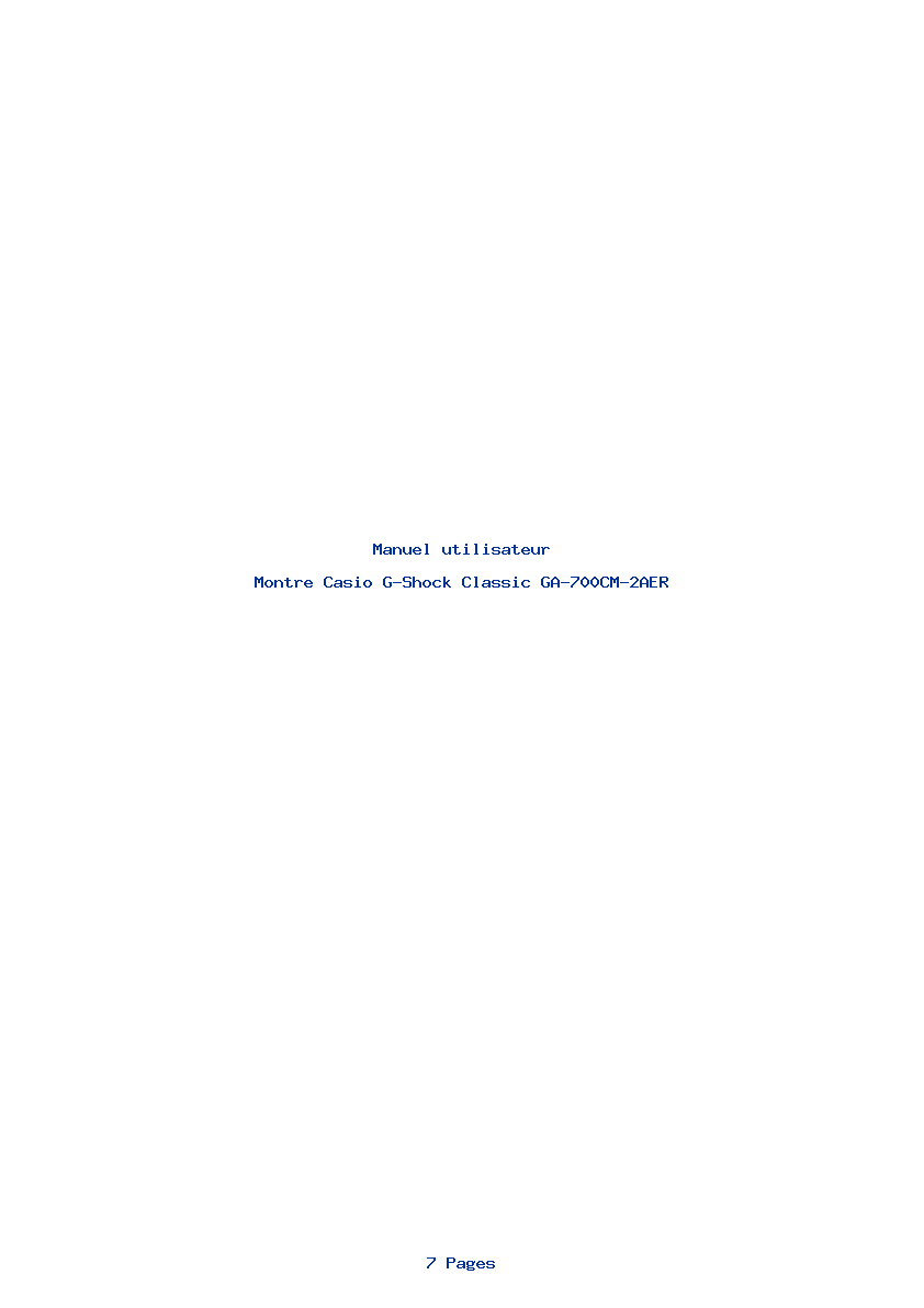Page 1 de la notice Manuel utilisateur Casio G-Shock Classic GA-700CM-2AER