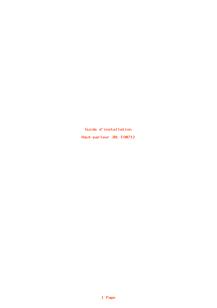 Page 1 de la notice Guide d'installation JBL EON712