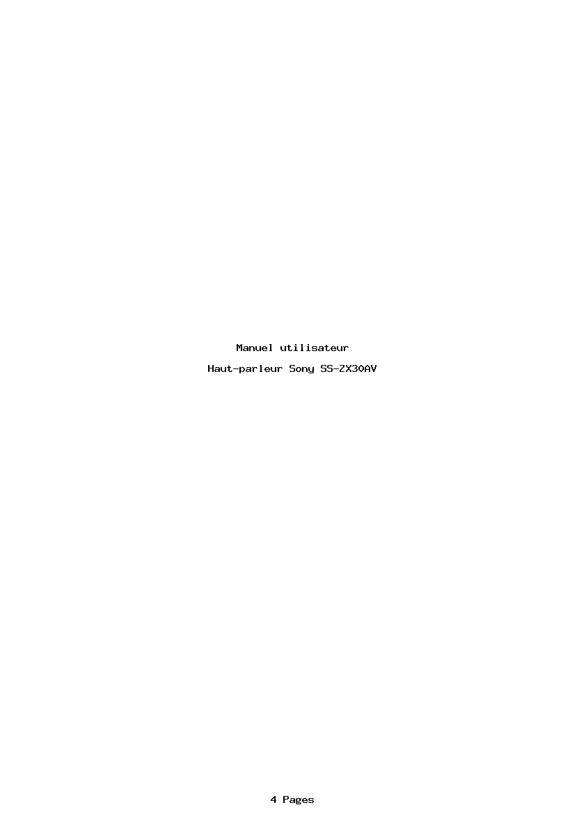 Page 1 de la notice Manuel utilisateur Sony SS-ZX30AV