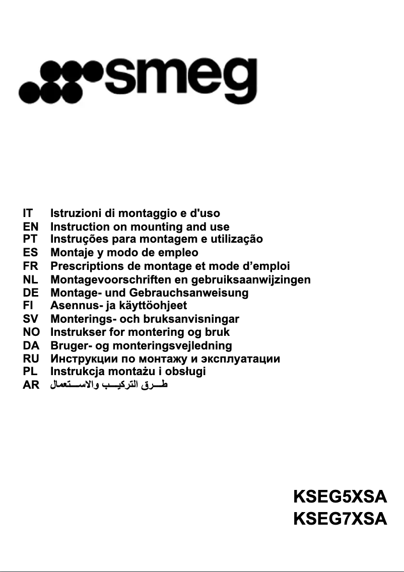 Page 1 de la notice Manuel utilisateur Smeg KSEG5XSA