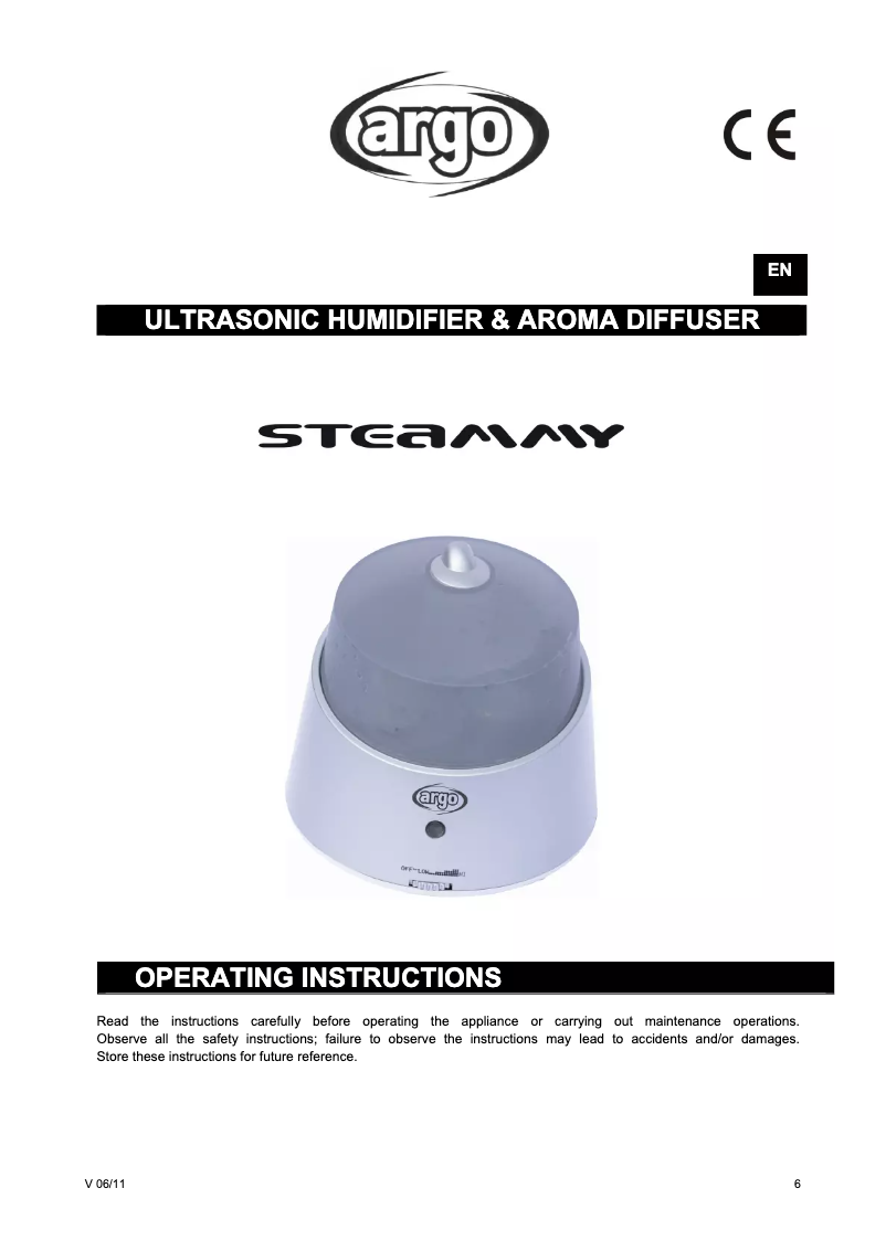 Page 1 de la notice Manuel utilisateur Argoclima STEAMMY