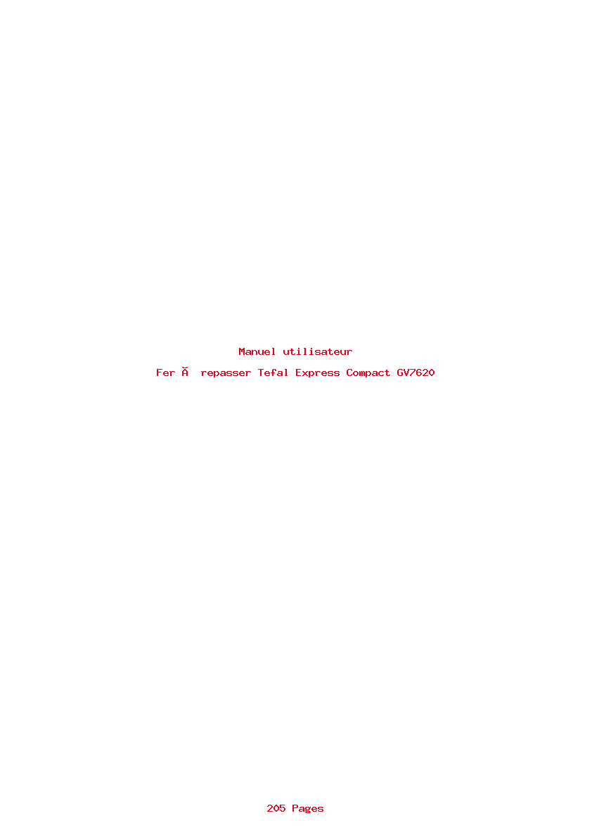 Page 1 de la notice Manuel utilisateur Tefal Express Compact GV7620