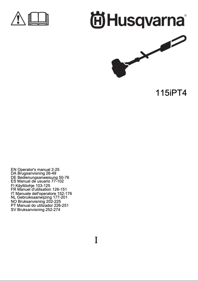 Page 1 de la notice Manuel utilisateur Husqvarna 115iPT4