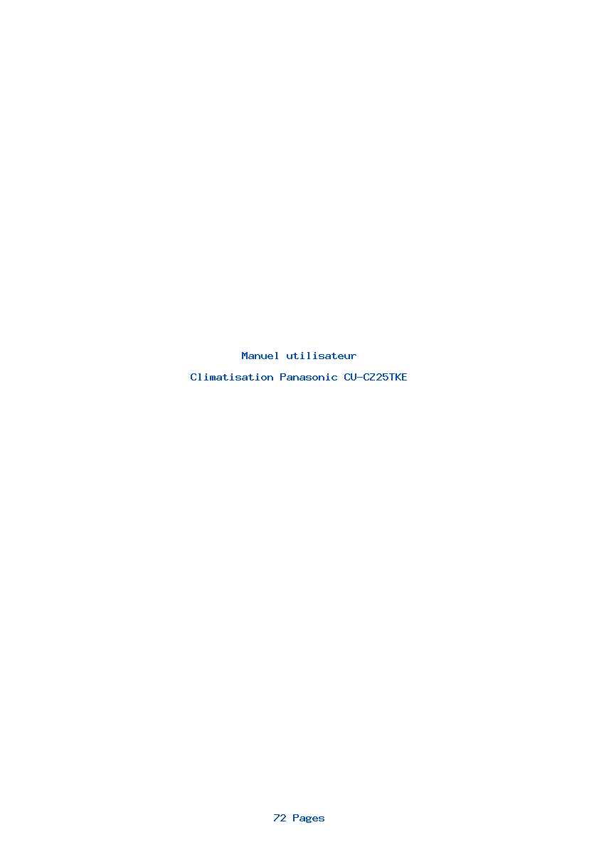 Page 1 de la notice Manuel utilisateur Panasonic CU-CZ25TKE