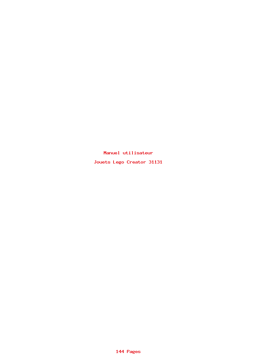 Page 1 de la notice Manuel utilisateur Lego Creator 31131