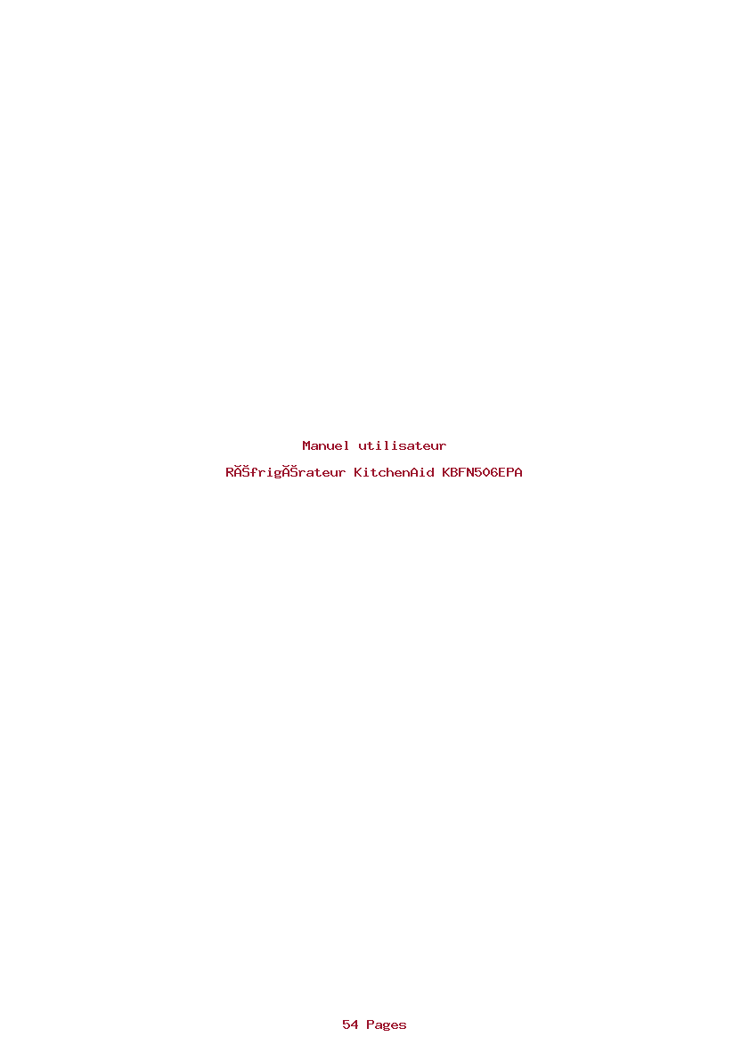 Page 1 de la notice Manuel utilisateur KitchenAid KBFN506EPA