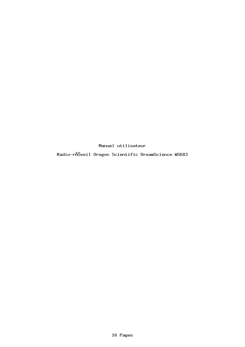 Page 1 de la notice Manuel utilisateur Oregon Scientific DreamScience WS683