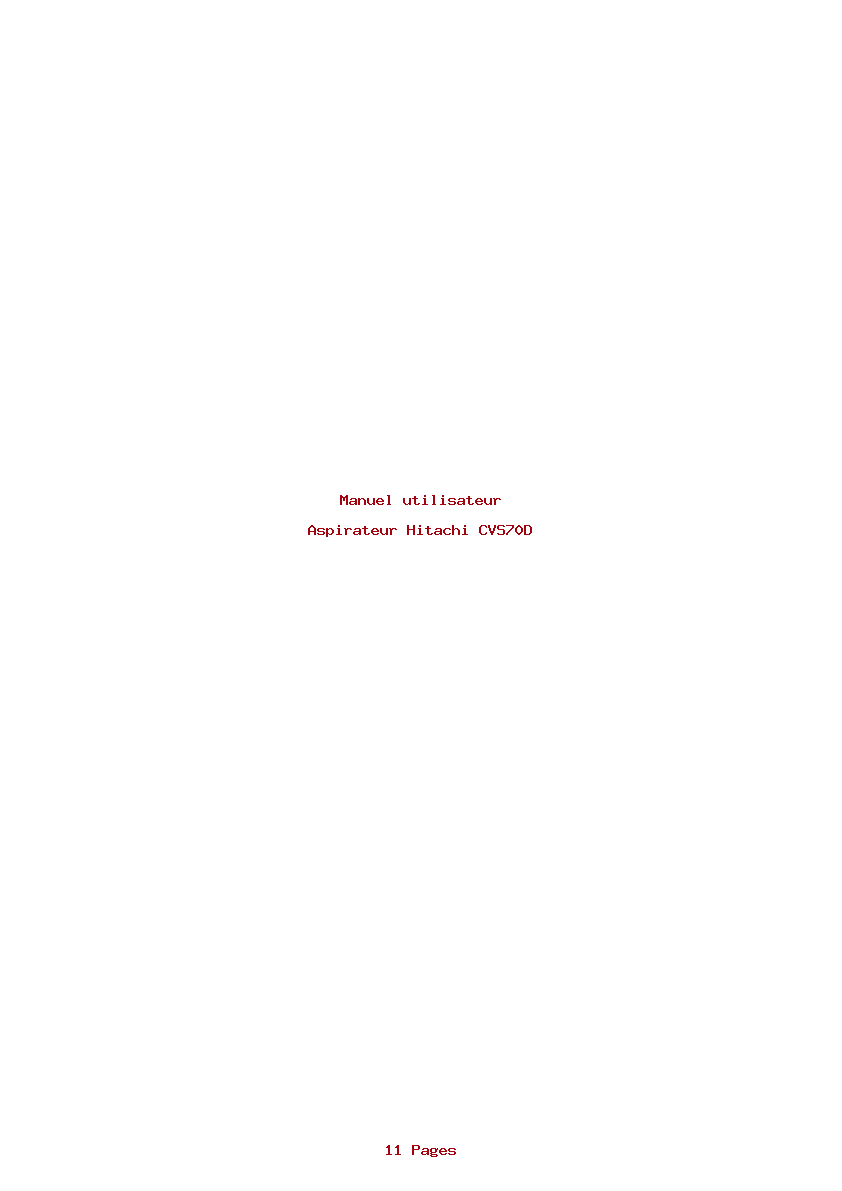 Page 1 de la notice Manuel utilisateur Hitachi CVS70D