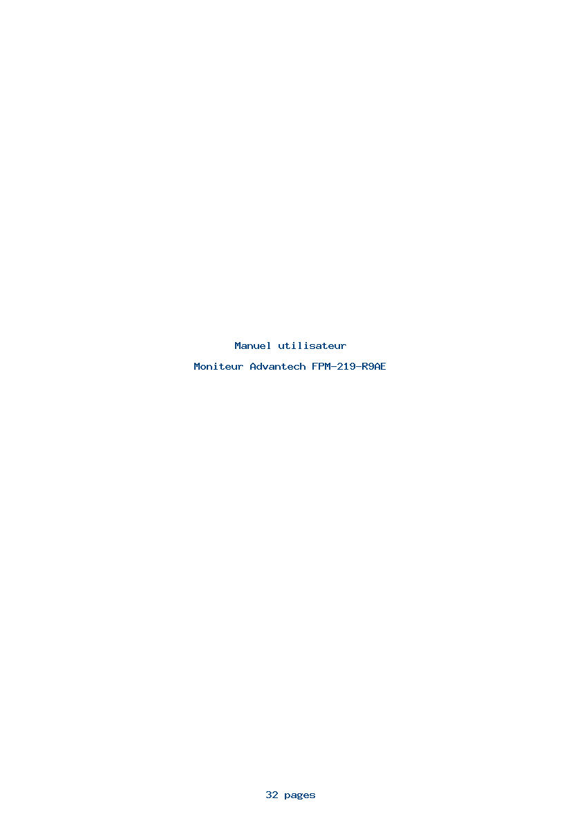 Page 1 de la notice Manuel utilisateur Advantech FPM-219-R9AE