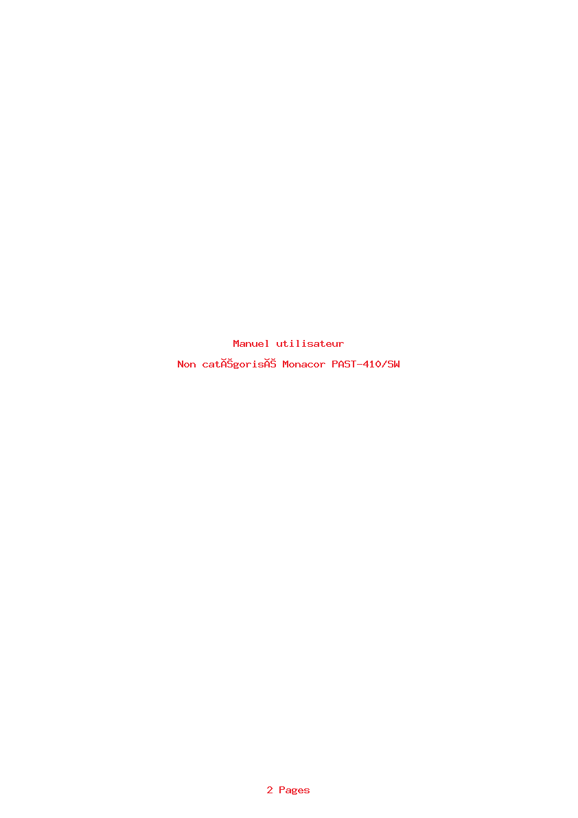 Page 1 de la notice Manuel utilisateur Monacor PAST-410/SW