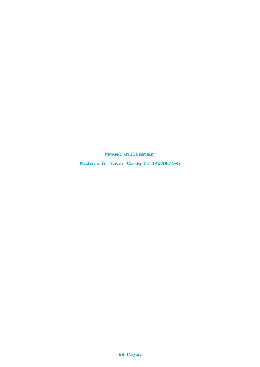 Page 1 de la notice Manuel utilisateur Candy CS 1492DE/1-S