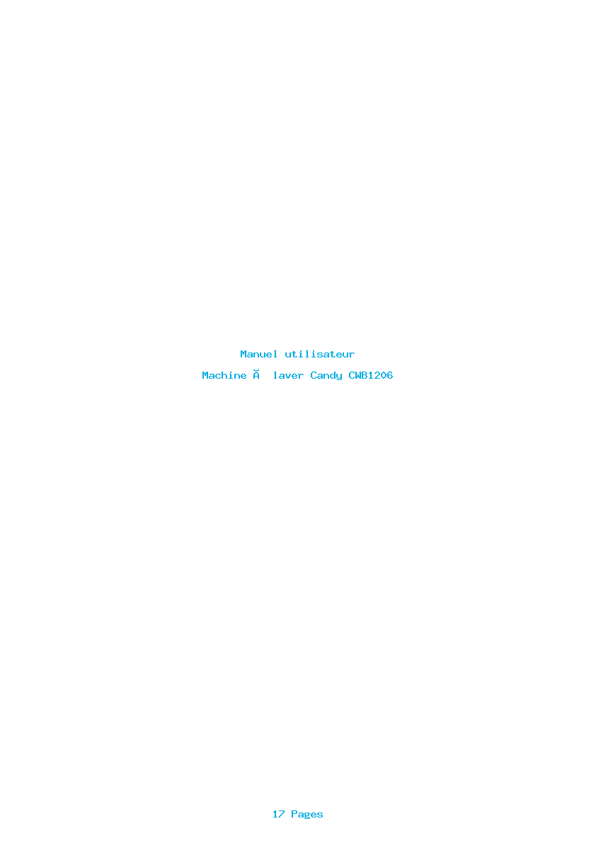 Page 1 de la notice Manuel utilisateur Candy CWB1206