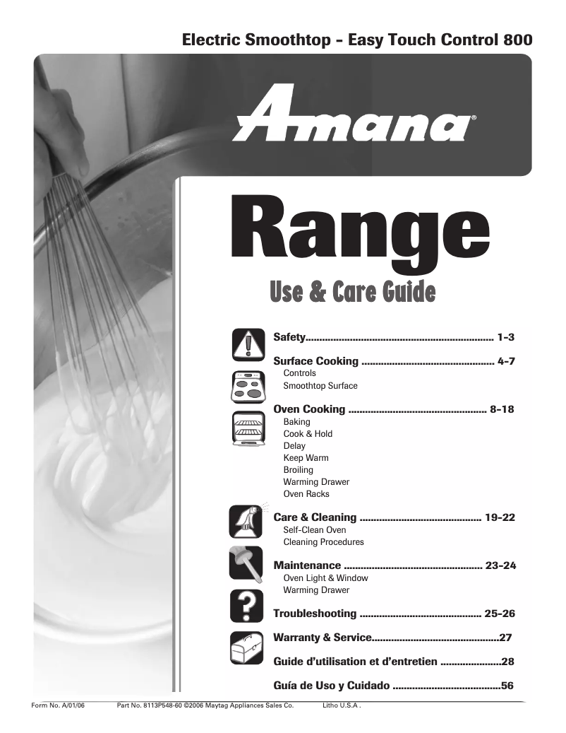 Page 1 of the manual User Manual Amana AER5845QAS16