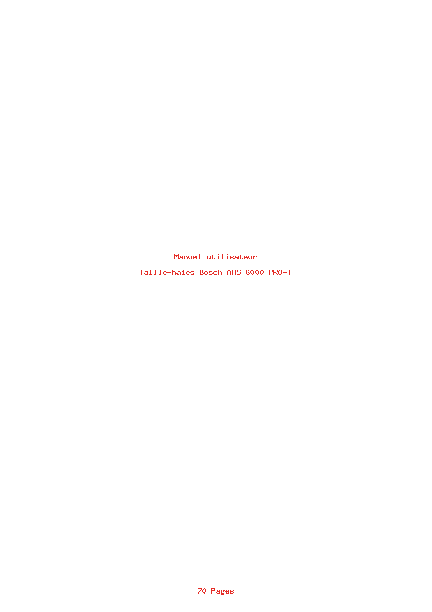 Page 1 de la notice Manuel utilisateur Bosch AHS 6000 PRO-T