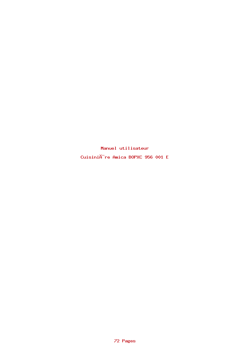 Page 1 de la notice Manuel utilisateur Amica BOPXC 956 001 E