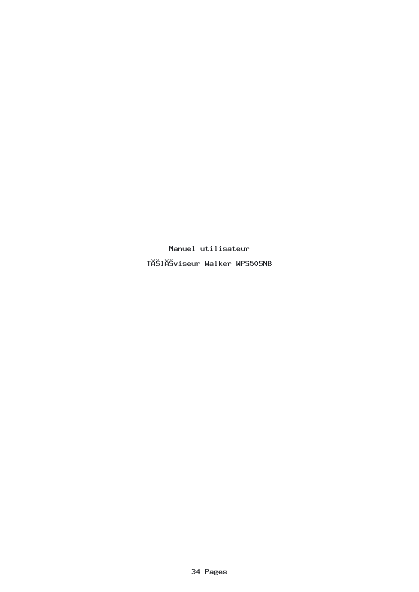 Page 1 de la notice Manuel utilisateur Walker WPS50SNB