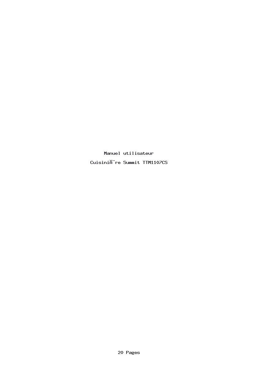 Page 1 de la notice Manuel utilisateur Summit TTM1107CS