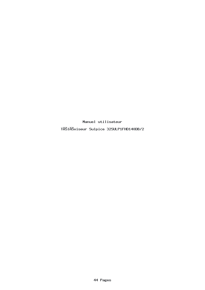 Page 1 de la notice Manuel utilisateur Sulpice 32SULP1FHD140DB/2