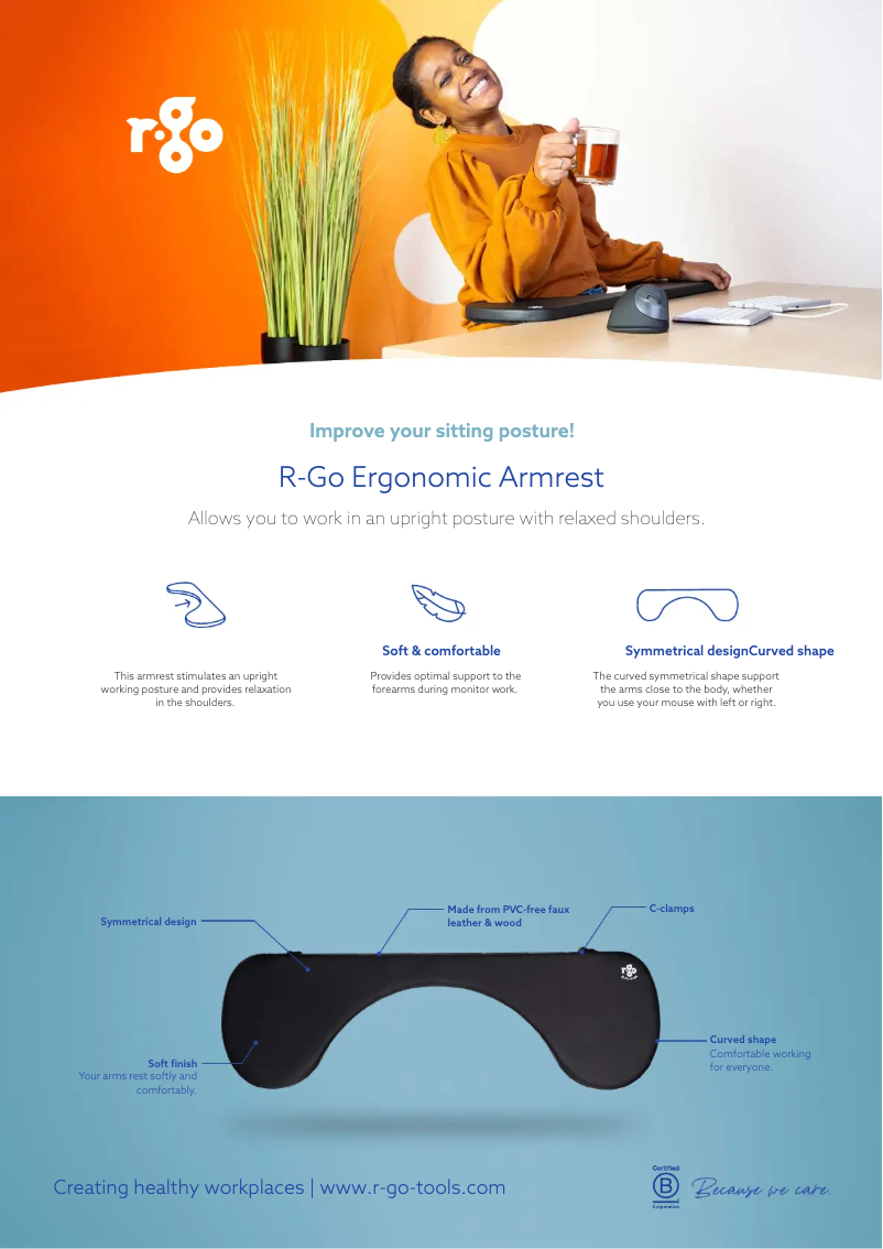 Page 1 de la notice Fiche technique R-Go Tools Armrest
