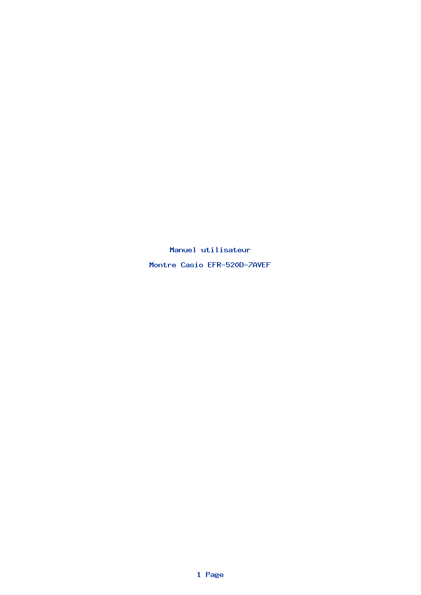 Page 1 de la notice Manuel utilisateur Casio EFR-520D-7AVEF