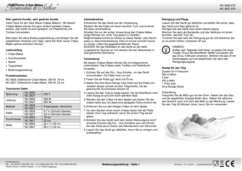 Página 1 del manual Manual de usuario Rosenstein & Söhne NC-3627-919