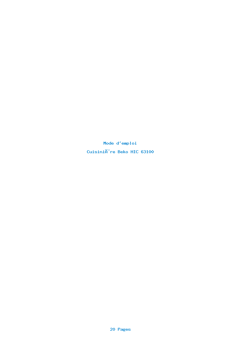 Page 1 de la notice Mode d'emploi Beko HIC 63100