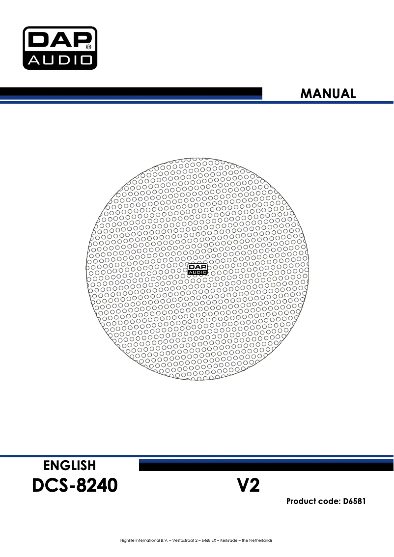 Page 1 de la notice Manuel utilisateur DAP-Audio DCS-8240